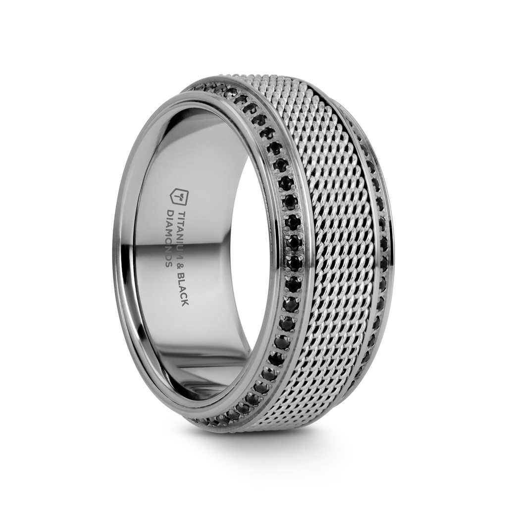 GAUNTLET Steel Chain Titanium Wedding Ring Polished Beveled Edges