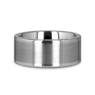 AIRES Flat Brush Finish Center Polished Edges Tungsten Carbide Ring - 4mm - 10mm