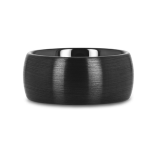 ATTOR Domed Brush Finished Black Ceramic Wedding Band - 2mm - 12mm