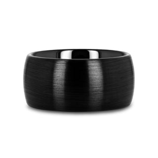 ATTOR Domed Brush Finished Black Ceramic Wedding Band - 2mm - 12mm