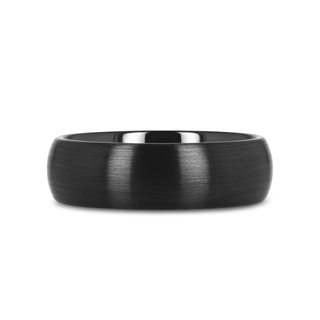 ATTOR Domed Brush Finished Black Ceramic Wedding Band - 2mm - 12mm