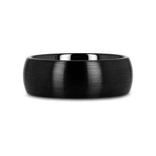 ATTOR Domed Brush Finished Black Ceramic Wedding Band - 2mm - 12mm