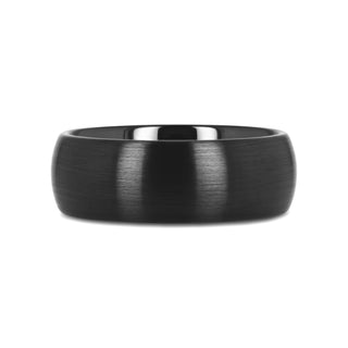 ATTOR Domed Brush Finished Black Ceramic Wedding Band - 2mm - 12mm