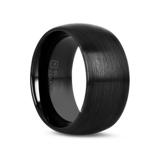 ATTOR Domed Brush Finished Black Ceramic Wedding Band - 2mm - 12mm
