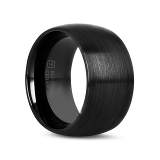 ATTOR Domed Brush Finished Black Ceramic Wedding Band - 2mm - 12mm