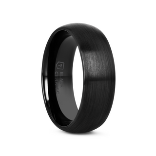ATTOR Domed Brush Finished Black Ceramic Wedding Band - 2mm - 12mm