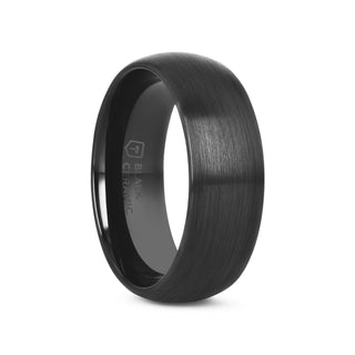 ATTOR Domed Brush Finished Black Ceramic Wedding Band - 2mm - 12mm