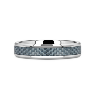 AUGUSTUS Blue Carbon Fiber Inlay Tungsten Carbide Band - 4mm - 10mm