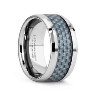 AUGUSTUS Blue Carbon Fiber Inlay Tungsten Carbide Band - 4mm - 10mm