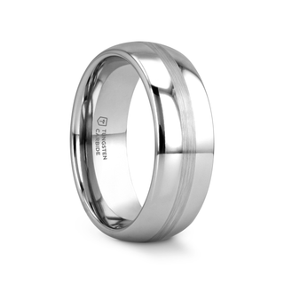 BELLATOR Domed with Brushed Stripe Tungsten Wedding Ring - 4mm - 12mm