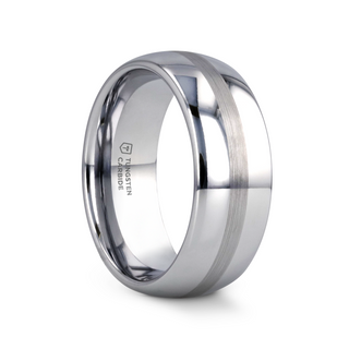 BELLATOR Domed with Brushed Stripe Tungsten Wedding Ring - 4mm - 12mm