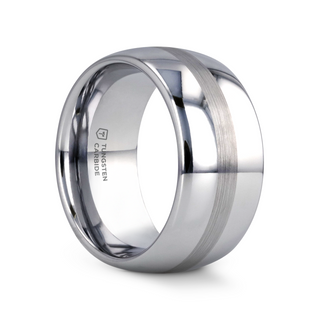 BELLATOR Domed with Brushed Stripe Tungsten Wedding Ring - 4mm - 12mm