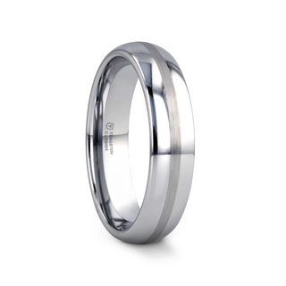 BELLATOR Domed with Brushed Stripe Tungsten Wedding Ring - 4mm - 12mm