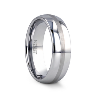 BELLATOR Domed with Brushed Stripe Tungsten Wedding Ring - 4mm - 12mm