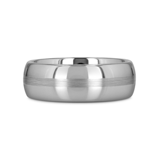 BELLATOR Domed with Brushed Stripe Tungsten Wedding Ring - 4mm - 12mm