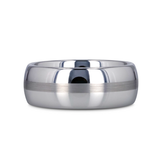 BELLATOR Domed with Brushed Stripe Tungsten Wedding Ring - 4mm - 12mm