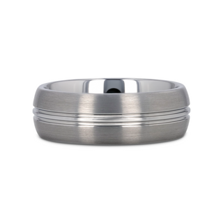 BOSS Tungsten Carbide Ring with Domed Center Groove and Brush Finish - 6mm & 8mm