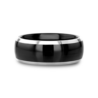 CARRERA Domed Black Ceramic and Tungsten Wedding Band - 6mm - 10mm