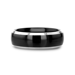 CARRERA Domed Black Ceramic and Tungsten Wedding Band - 6mm - 10mm