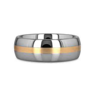 CENTURION 14K Gold Inlaid Domed Tungsten Ring 6mm or 8mm