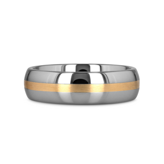 CENTURION 14K Gold Inlaid Domed Tungsten Ring 6mm or 8mm