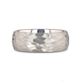 CHANDLER Domed Hammered Finish White Tungsten Ring - 6mm or 8mm