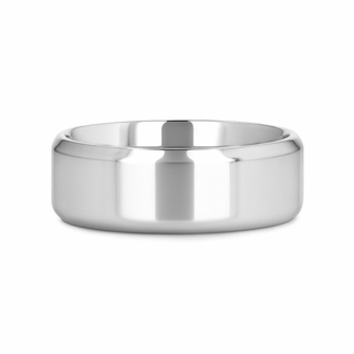 CORONAL Men’s Polished Finish Beveled Edges Titanium Wedding Ring with Raised Center - 6mm & 8mm