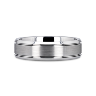CRONUS Brushed Center with Polished Bevels Tungsten Wedding Band - 6mm & 8mm