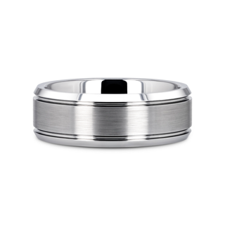 CRONUS Brushed Center with Polished Bevels Tungsten Wedding Band - 6mm & 8mm