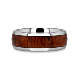 DALBERG Tungsten Carbide Rosewood Inlay Polished Finish Men’s Domed Wedding Ring - 8mm