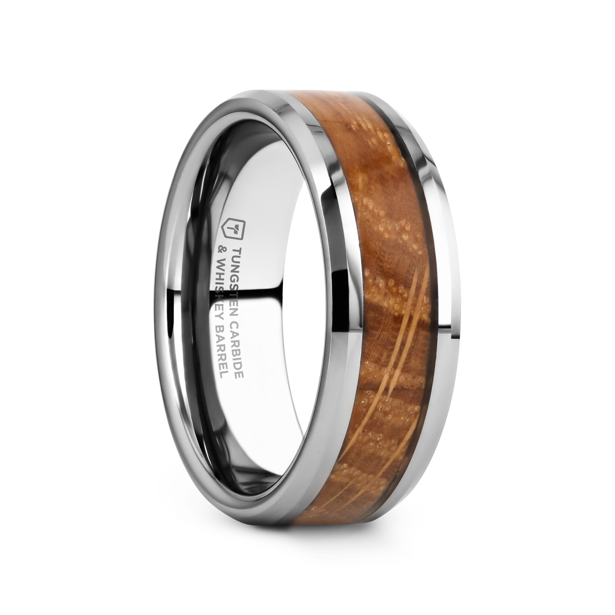 DISTILLED Whiskey Barrel Inlaid Tungsten Men's Wedding Band With