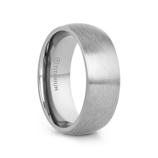 ERIS Men’s Titanium Brushed Finish Domed Wedding Band - 6mm & 8mm