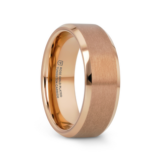 EROS Rose Gold Tungsten Wedding Band For Men with Beveled Edges Thorsten - 8mm