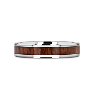 HALIFAX Tungsten Wedding Band with Bevels and Black Walnut Wood Inlay - 4mm - 12mm