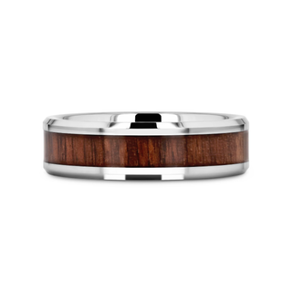 HALIFAX Tungsten Wedding Band with Bevels and Black Walnut Wood Inlay - 4mm - 12mm