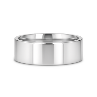 HARDY Polished Finish Flat Style Men’s Titanium Wedding Ring - 6mm & 8mm