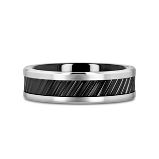 HELIX Gear Teeth Pattern Black Ceramic and Tungsten Ring - 6mm, 8mm, 10mm
