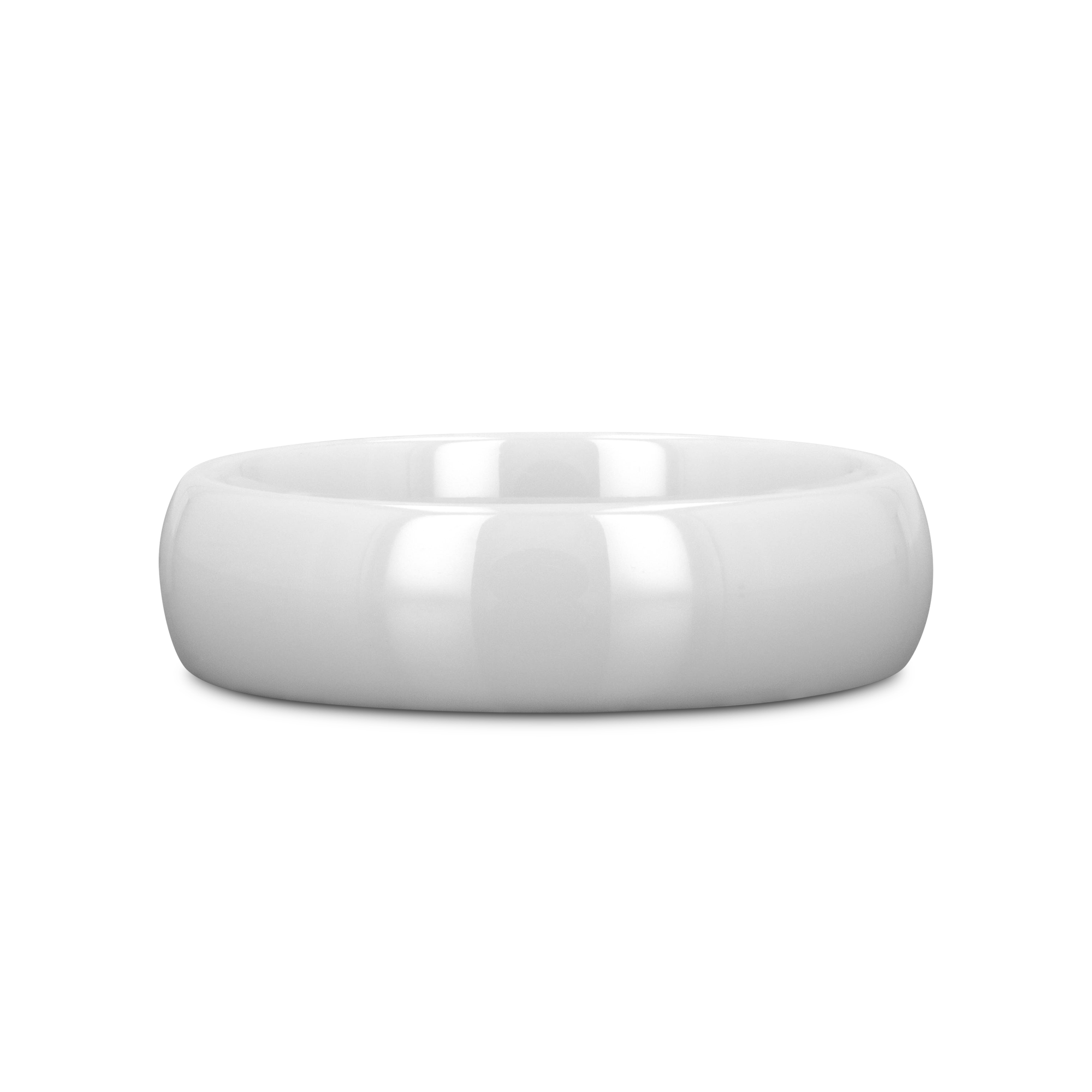 8mm White Ceramic Ring - Polished Comfort Fit Hypoallergenic Band