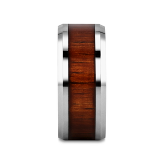 KONA Koa Wood Inlaid Tungsten Carbide Ring with Bevels - 4mm - 12mm