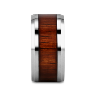 KONA Koa Wood Inlaid Tungsten Carbide Ring with Bevels - 4mm - 12mm