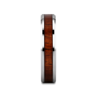 KONA Koa Wood Inlaid Tungsten Carbide Ring with Bevels - 4mm - 12mm