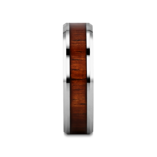 KONA Koa Wood Inlaid Tungsten Carbide Ring with Bevels - 4mm - 12mm