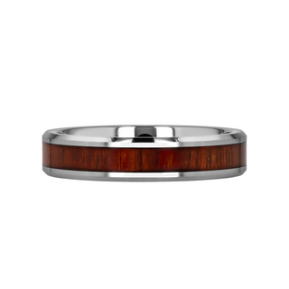 KONA Koa Wood Inlaid Tungsten Carbide Ring with Bevels - 4mm - 12mm
