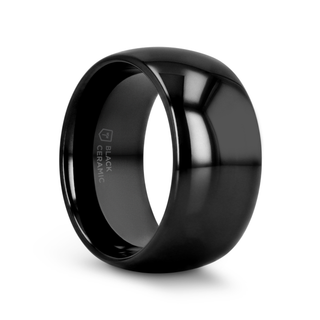 LANDON Domed Polish Finished Black Ceramic Ring - 2mm - 12mm