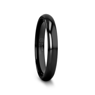 LANDON Domed Polish Finished Black Ceramic Ring - 2mm - 12mm