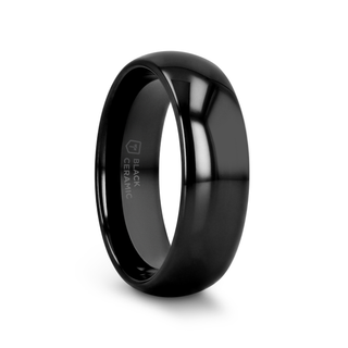 LANDON Domed Polish Finished Black Ceramic Ring - 2mm - 12mm