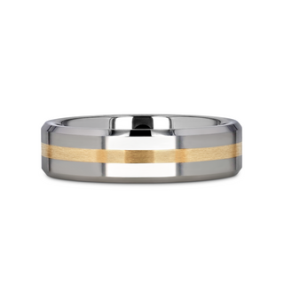 LEGIONAIRE Gold Inlaid Beveled Tungsten Ring - 6mm & 8mm