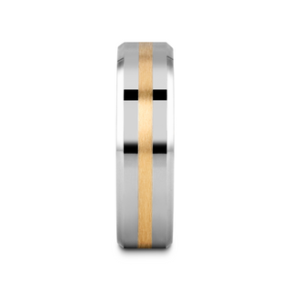 LEGIONAIRE Gold Inlaid Beveled Tungsten Ring - 6mm & 8mm