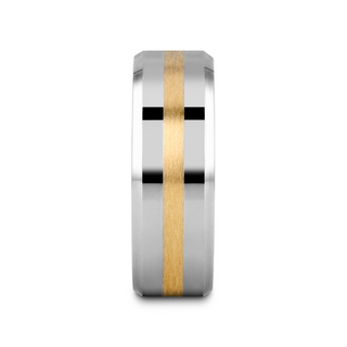 LEGIONAIRE Gold Inlaid Beveled Tungsten Ring - 6mm & 8mm
