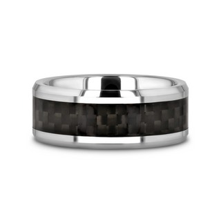 MAXIMUS Black Carbon Fiber Inlay Tungsten Carbide Wedding Band - 4mm - 12mm